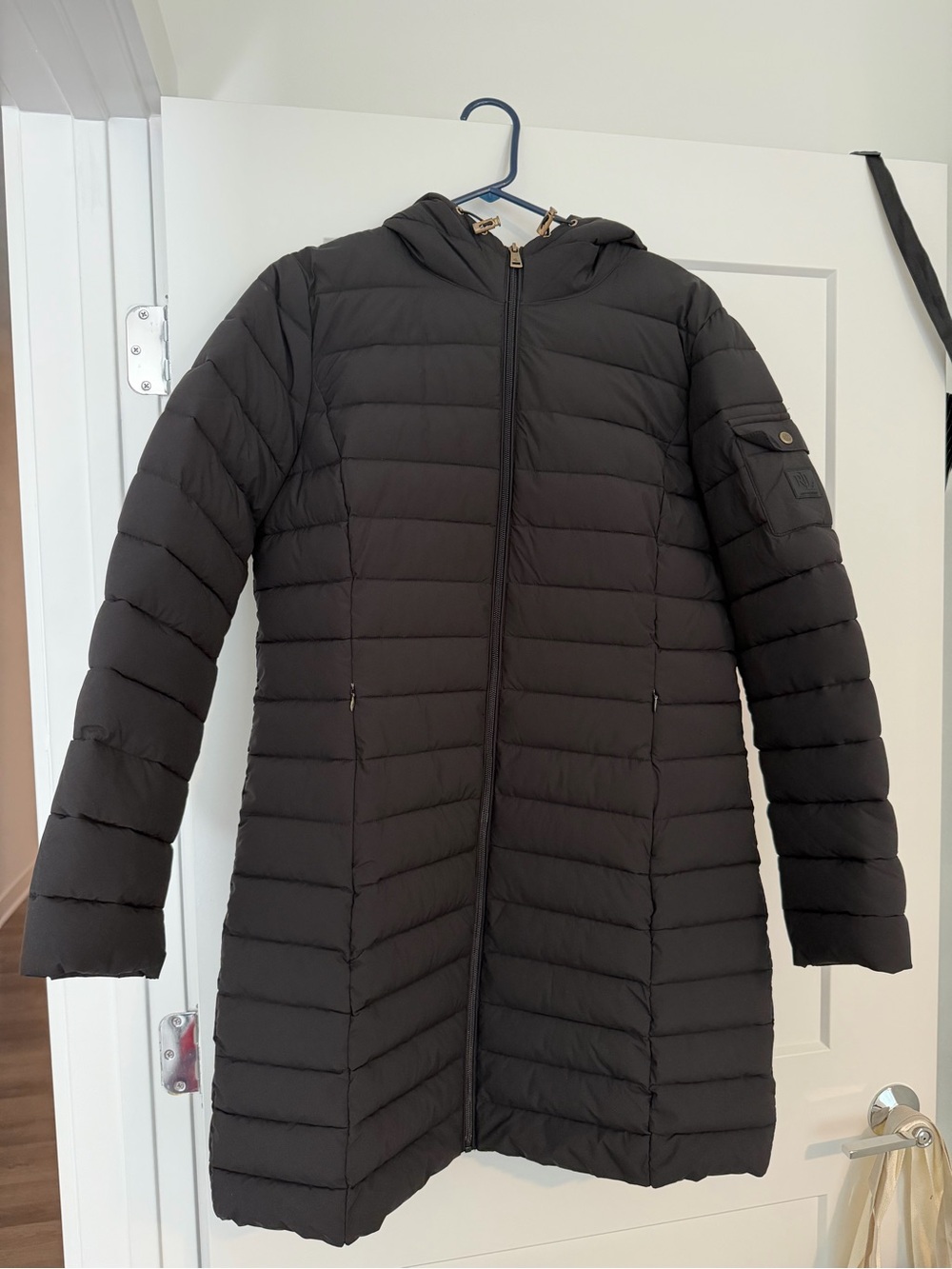 Lauren Ralph Lauren Women’s Black Hooded Quilted Puffer Coat Full Zip Size L